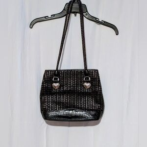 Purse Black  Brown Woven Handbag Marlo Designer Tag